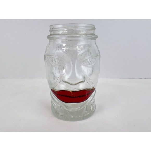 Vintage Lucky Joe Nash Prepared Mustard Jar Face Red Lips Sticker - Picture 1 of 5
